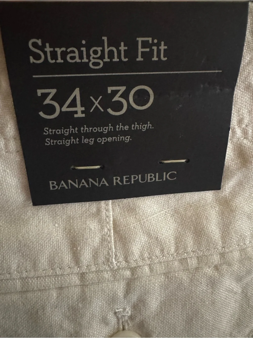 NWT Banana Republic Cream Linen Cotton Blend Straight Fit Pants 34x30